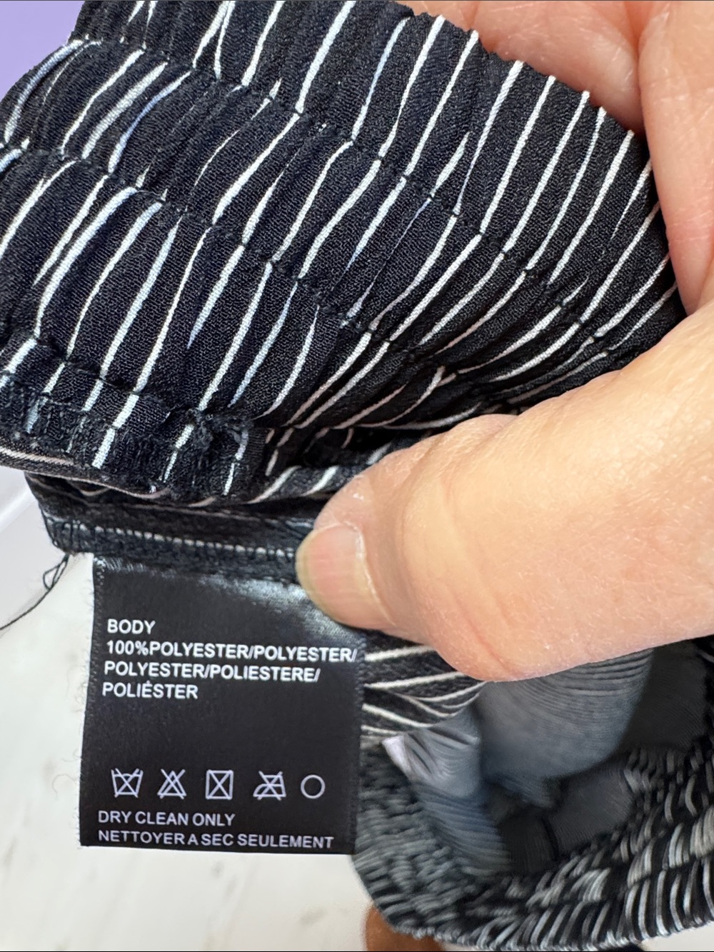 Black Pinstripe Elastic-Waist Jumpsuit - Picture 7 of 7